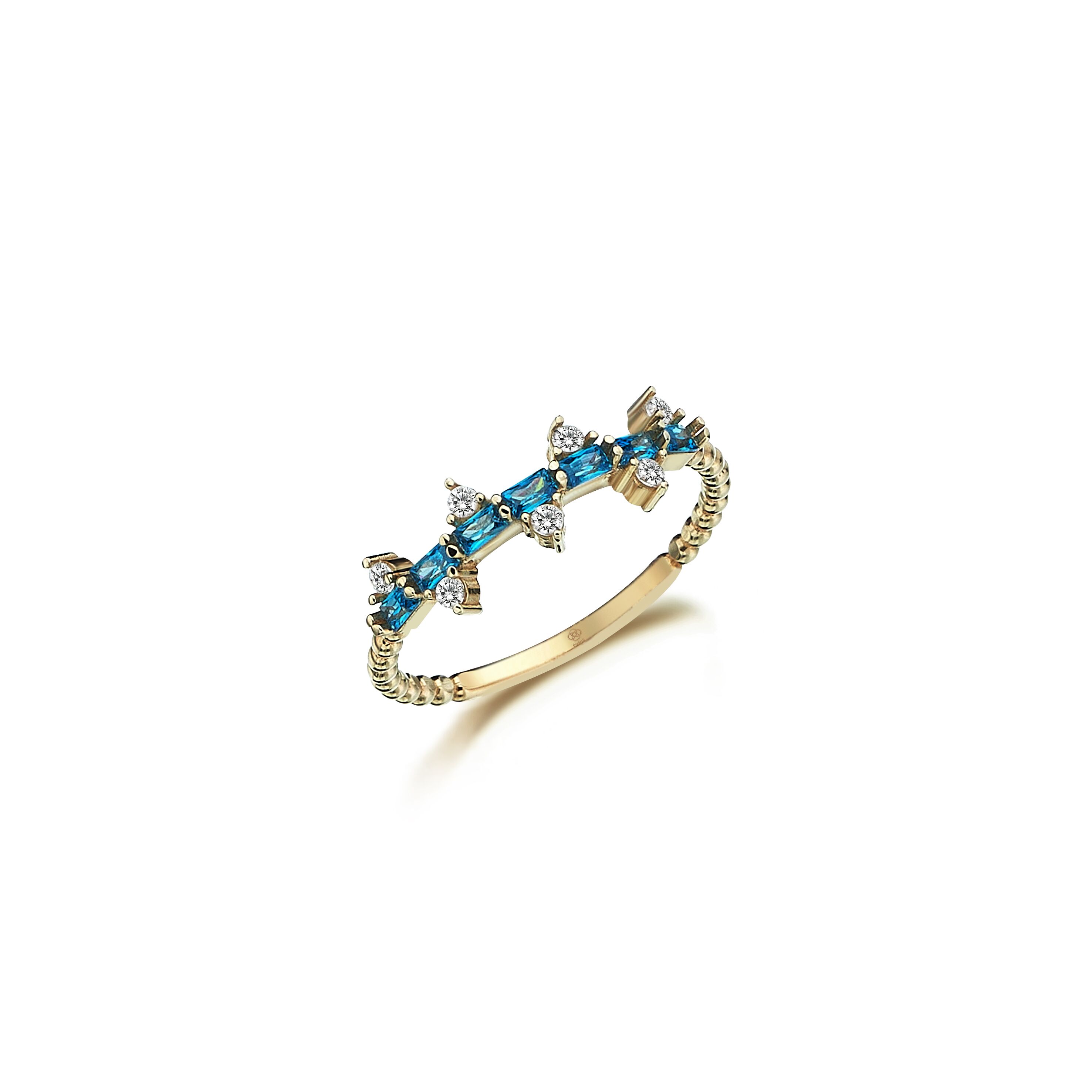 Aqua Zig Zag Ring - 2