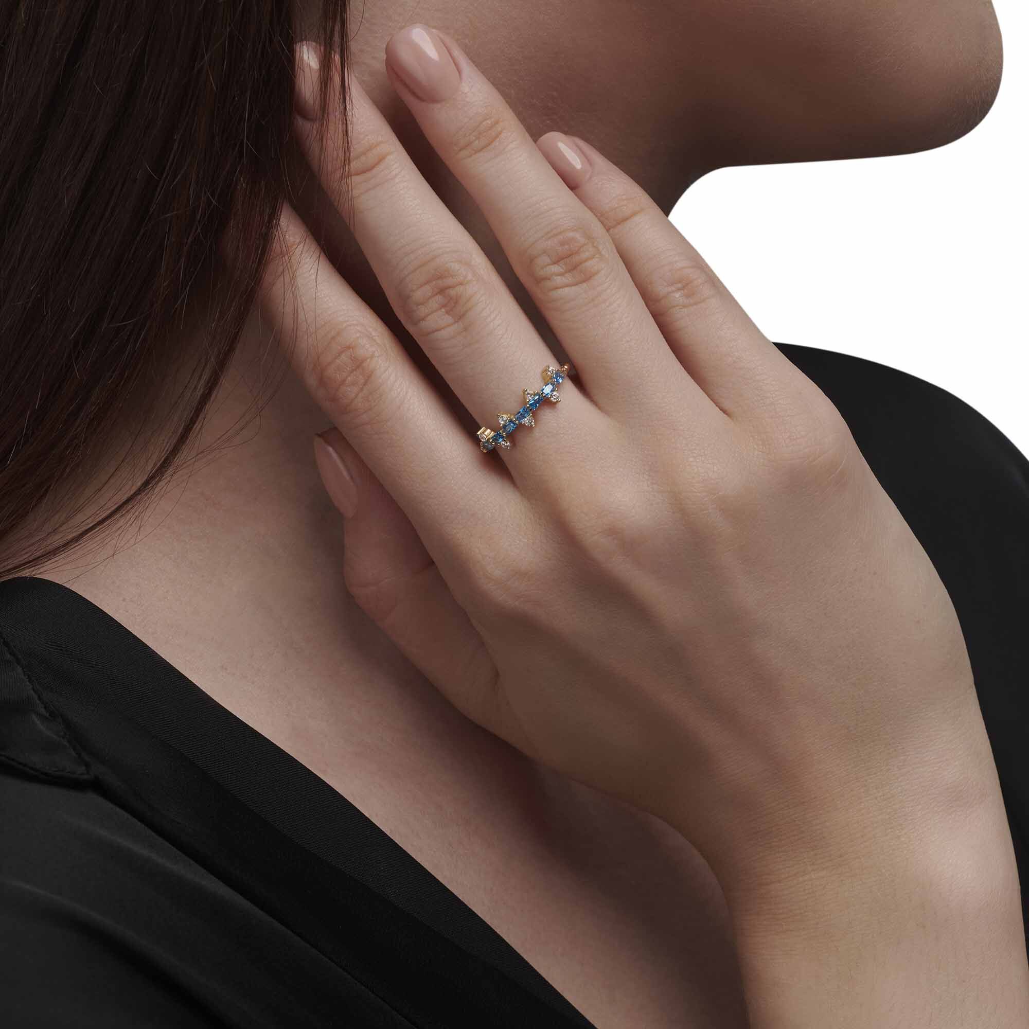 Aqua Zig Zag Ring - 1