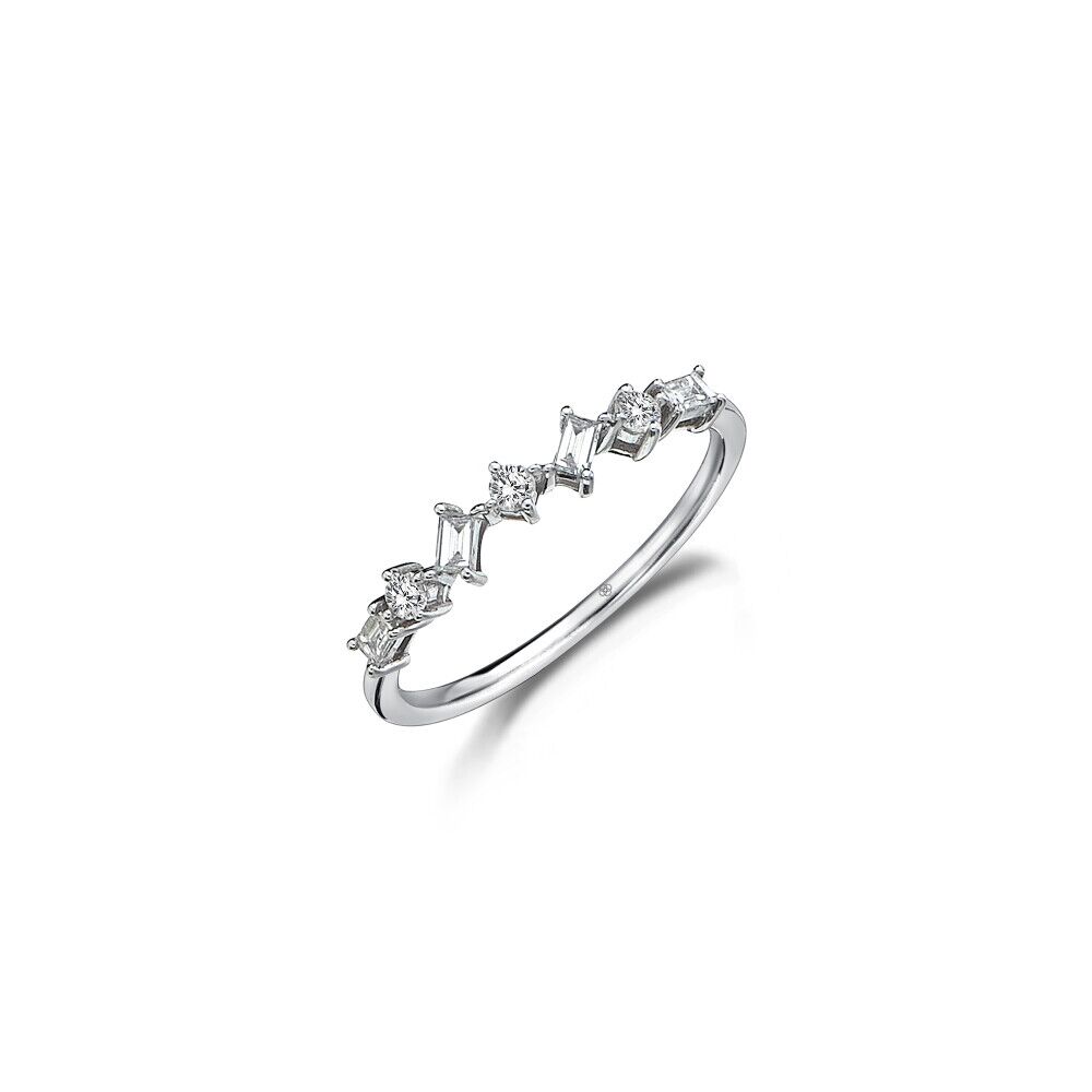 Baguette and Round Half Eternity Diamond Ring - Üsküplü