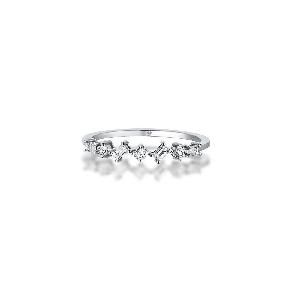 Baguette and Round Half Eternity Diamond Ring - 2