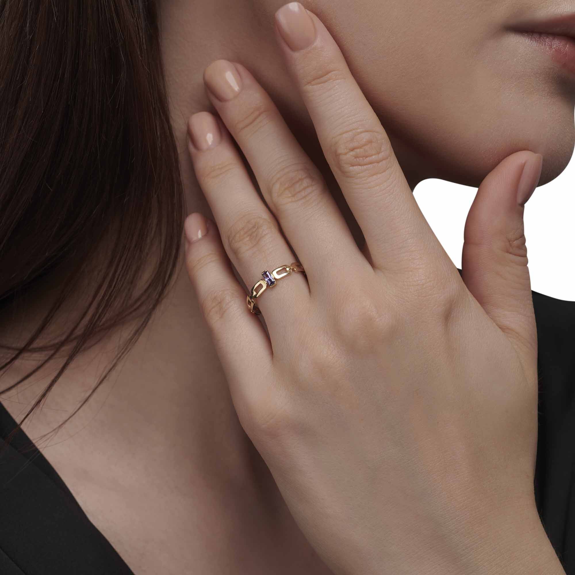 Chained Ametyhst Ring - Üsküplü