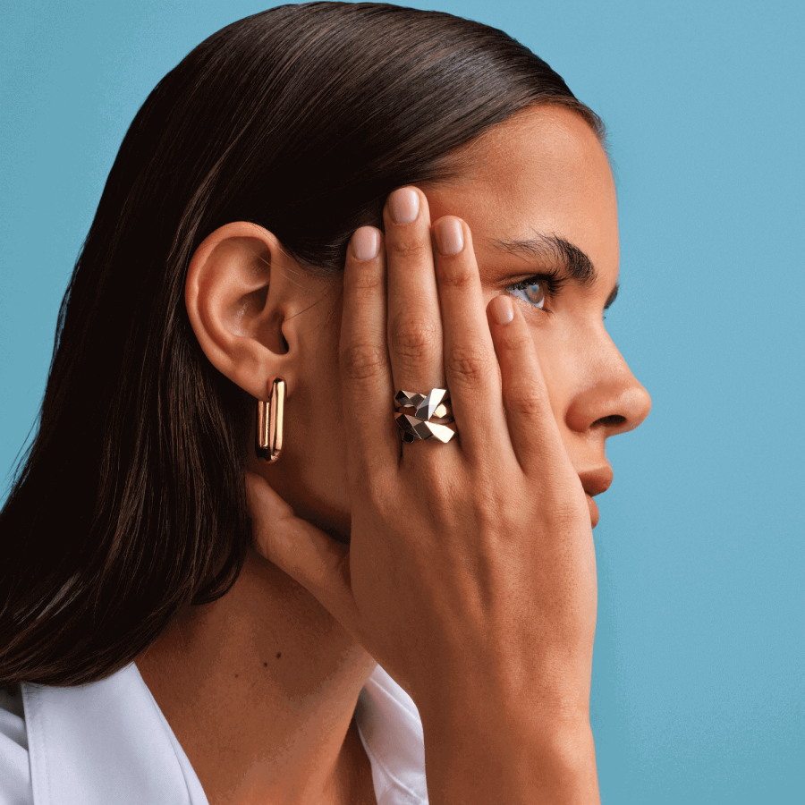 Chubby Rectangle Earring - Üsküplü