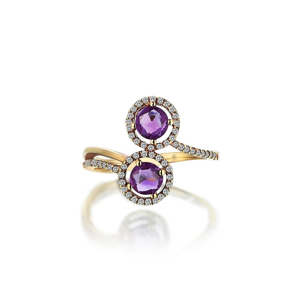 Crossing Amethyst Diamond Ring - Üsküplü (1)