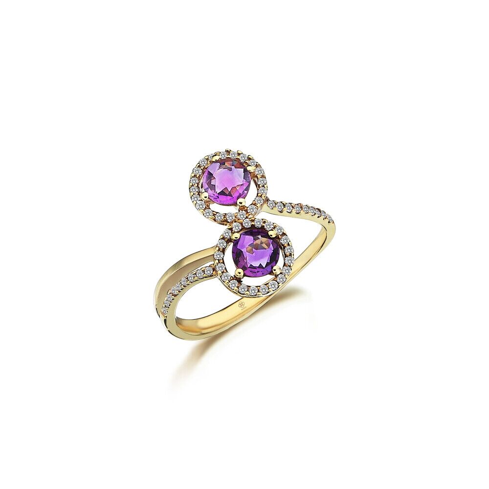 Crossing Amethyst Diamond Ring - Üsküplü