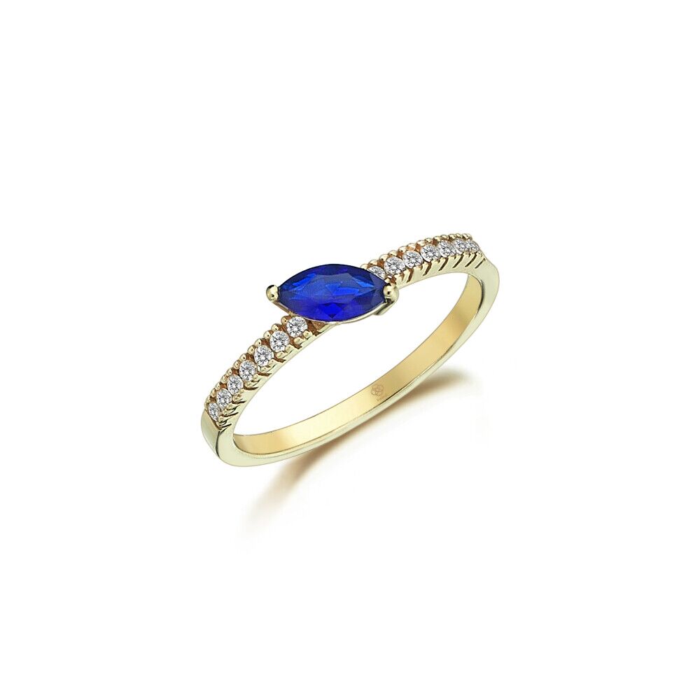 Curvy Blue Stone Ring - Üsküplü