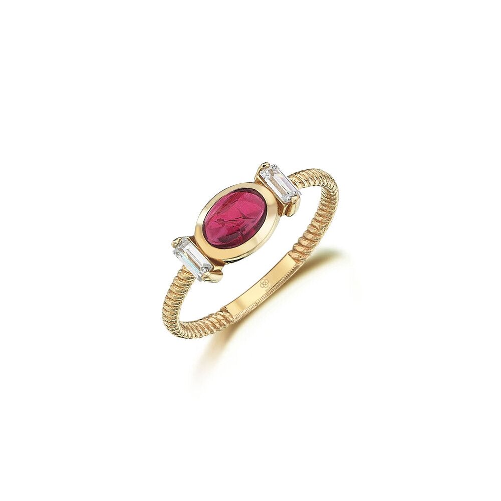 Elipse Diamond Ruby Ring - 2
