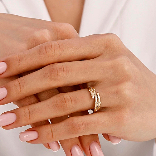 Golden Leaf Stone Ring - Üsküplü (1)