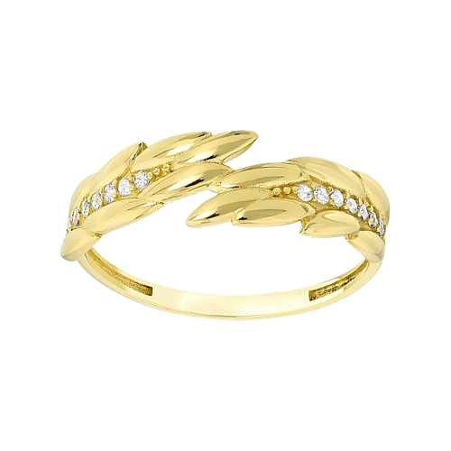 Golden Leaf Stone Ring - Üsküplü