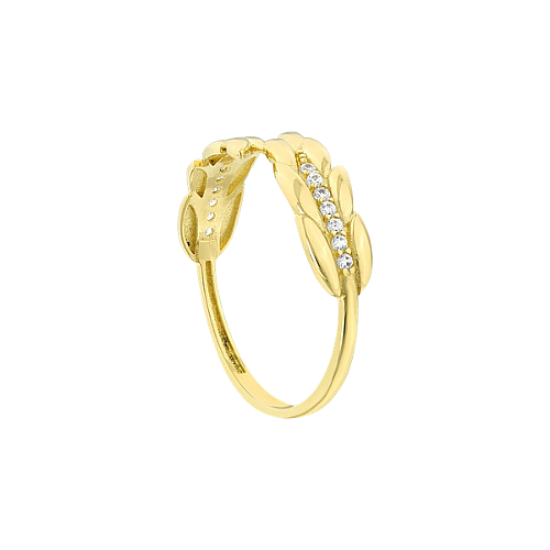 Golden Leaf Stone Ring - 3