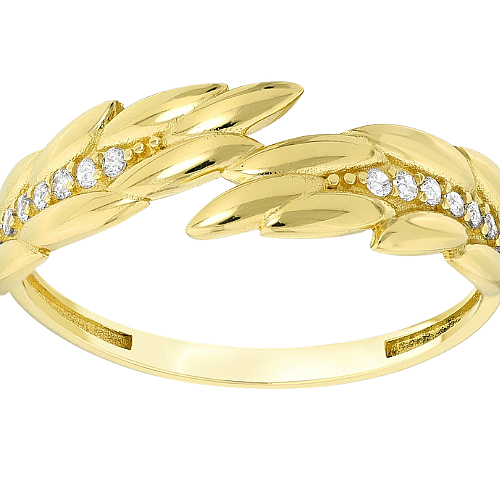 Golden Leaf Stone Ring - 4