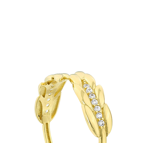 Golden Leaf Stone Ring - 5