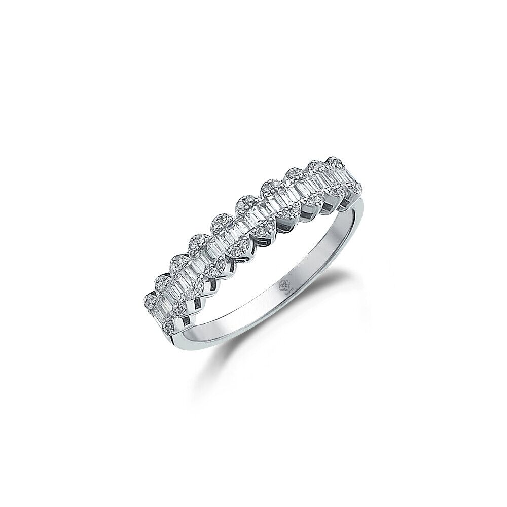 Mini Oval Baguette Half Eternity Diamond Ring - 1