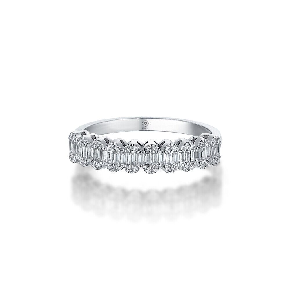 Mini Oval Baguette Half Eternity Diamond Ring - 2