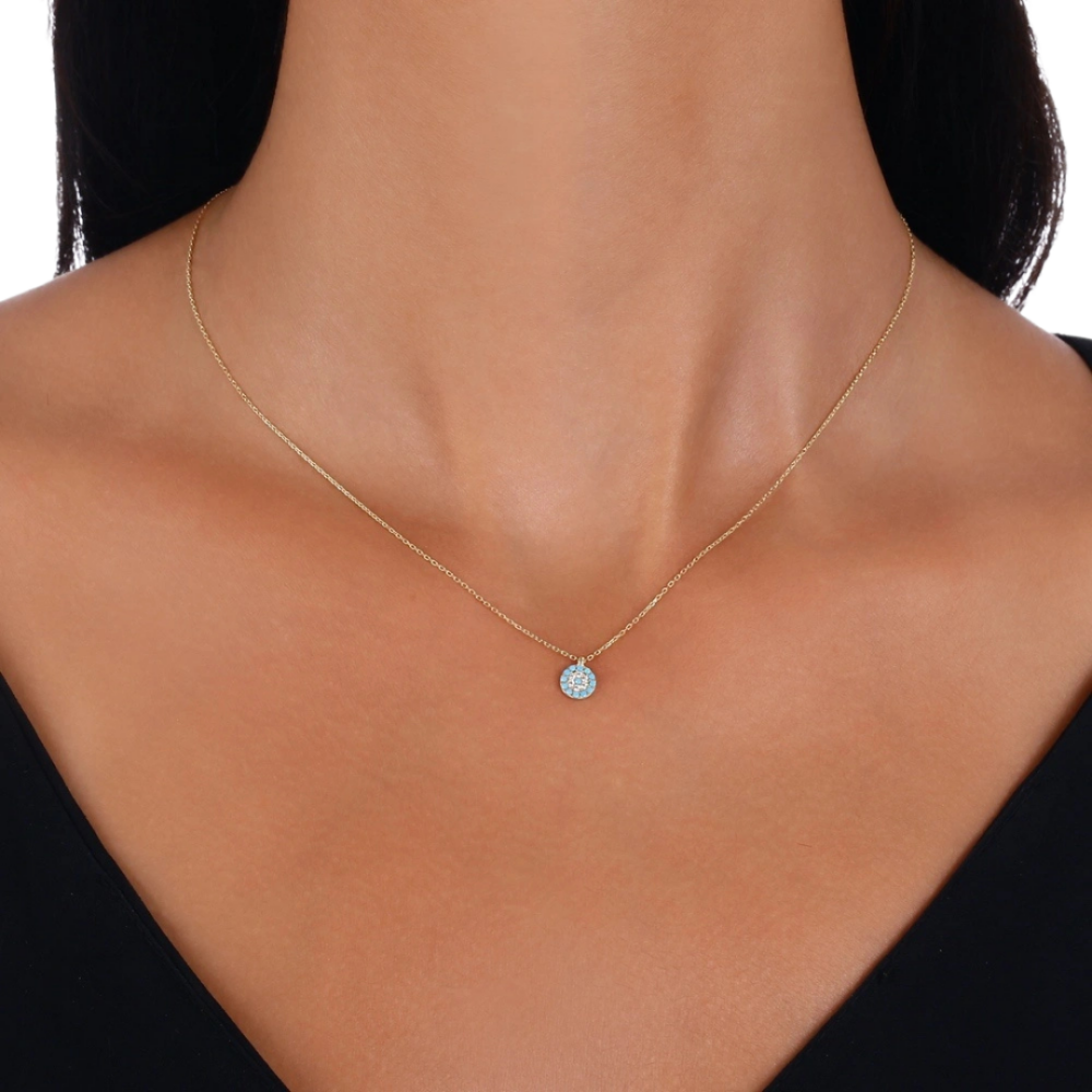 Mini Turquoise Eye Necklace - Üsküplü (1)