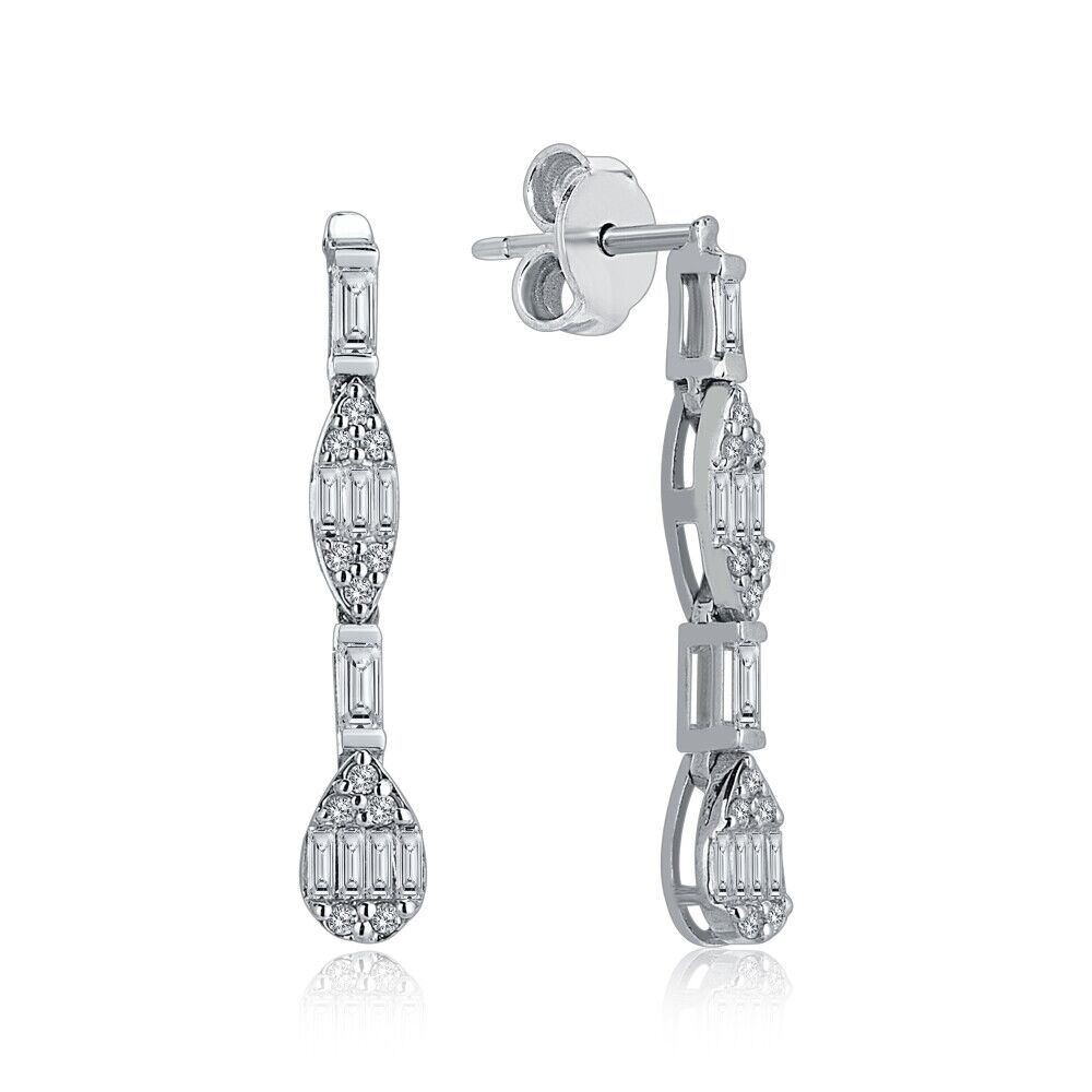 Drop Line Baguette Diamond Earring - Üsküplü