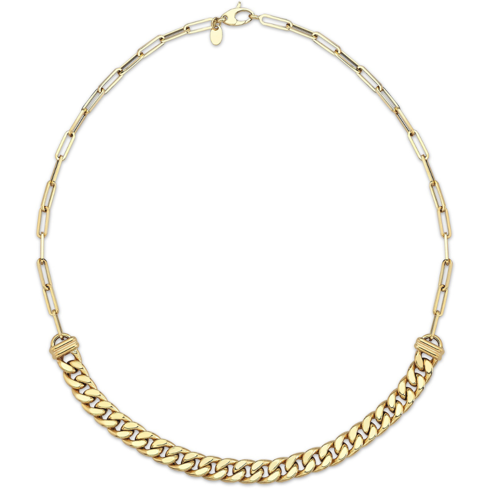 Paperclip and Curb Chain Necklace - 1