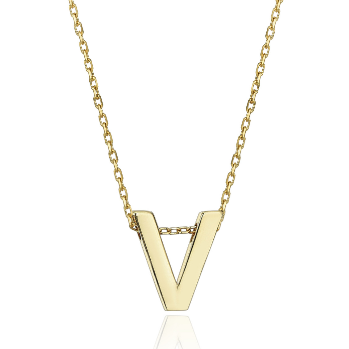 Petite Letter V Necklace - 1