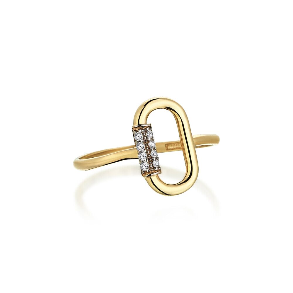 Petite Stoned Paperclip Ring - Üsküplü (1)