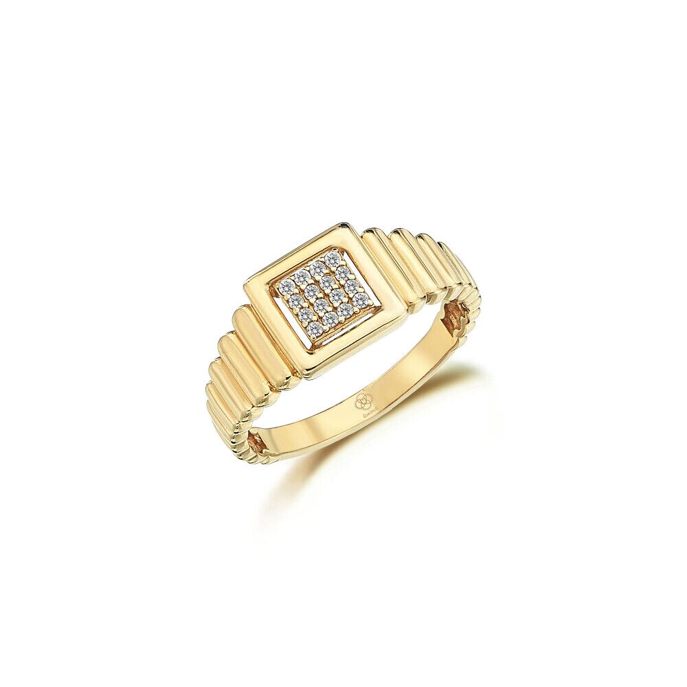 Diamond Stoney Square Cavalero Ring - Üsküplü