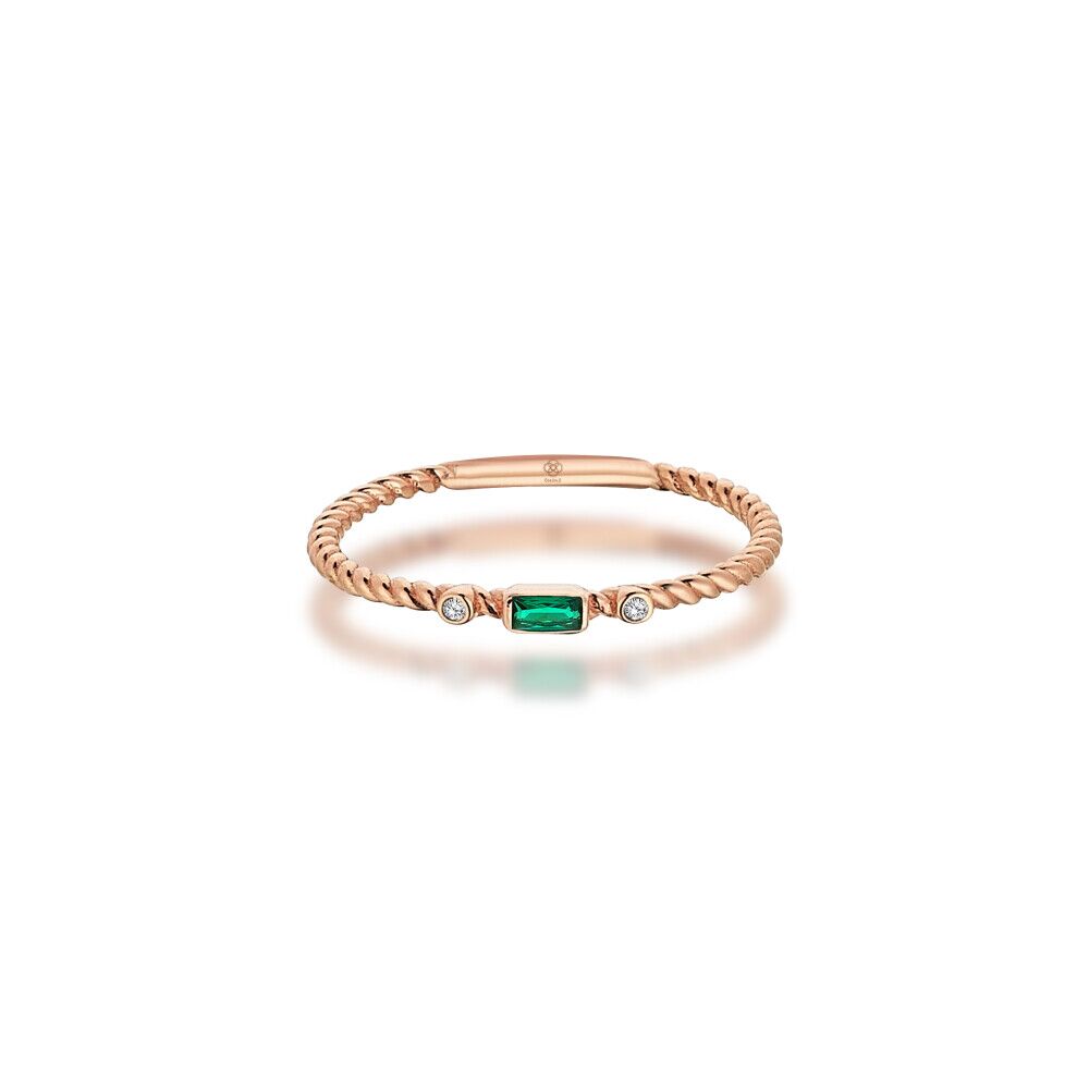 Petite Emerald Rose Ring - (1)