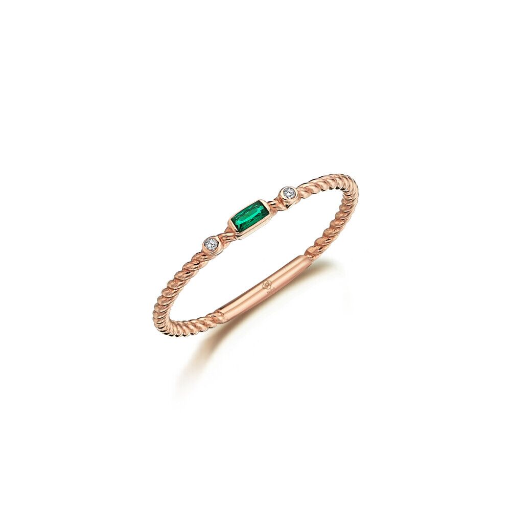 Petite Emerald Rose Ring - 