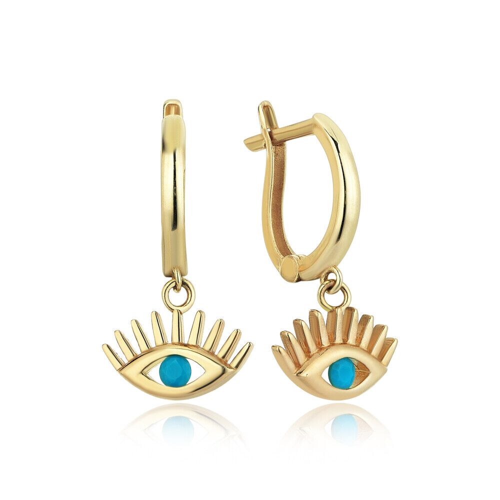 Turquoise Eyelash Earring - Üsküplü